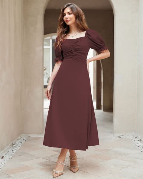 Women Ruched Fit & Flare Dress 1