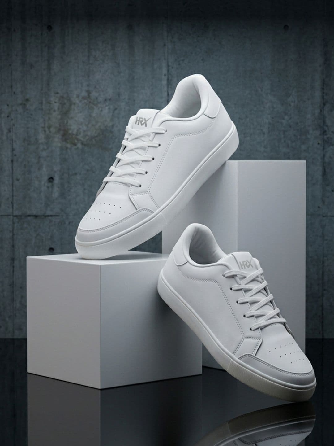 HRX by Hrithik Roshan Men White Perforations Comfort Insole Basics Sneakers 1