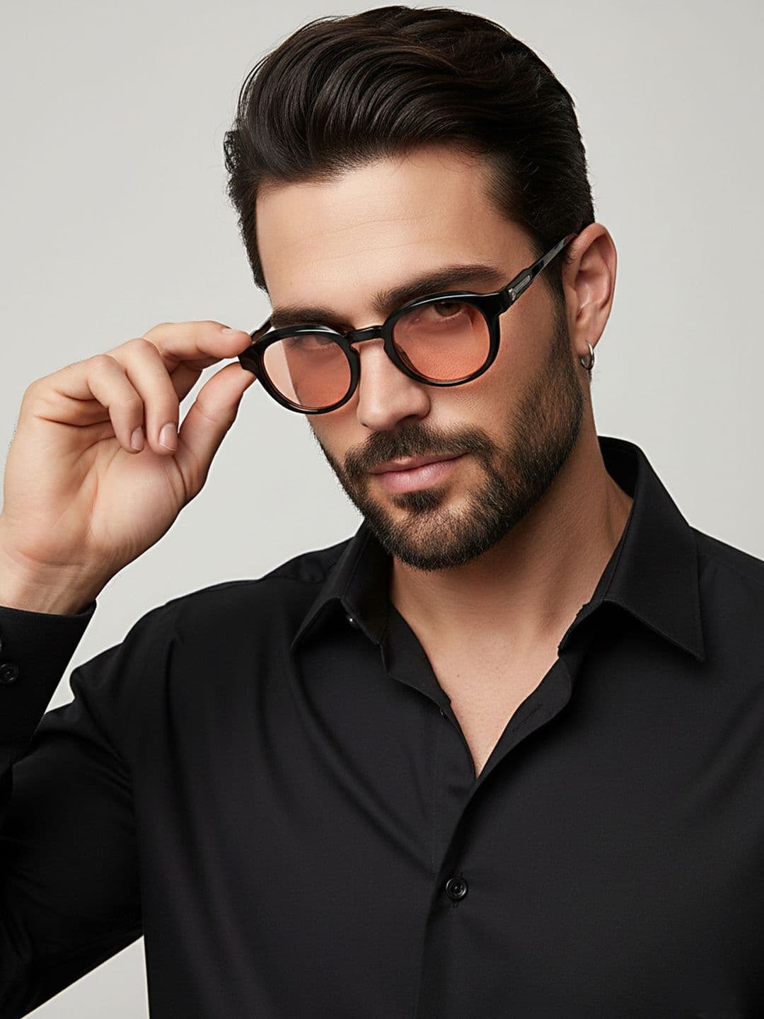 SZN Unisex Orange Lens & Black Oval Sunglasses with