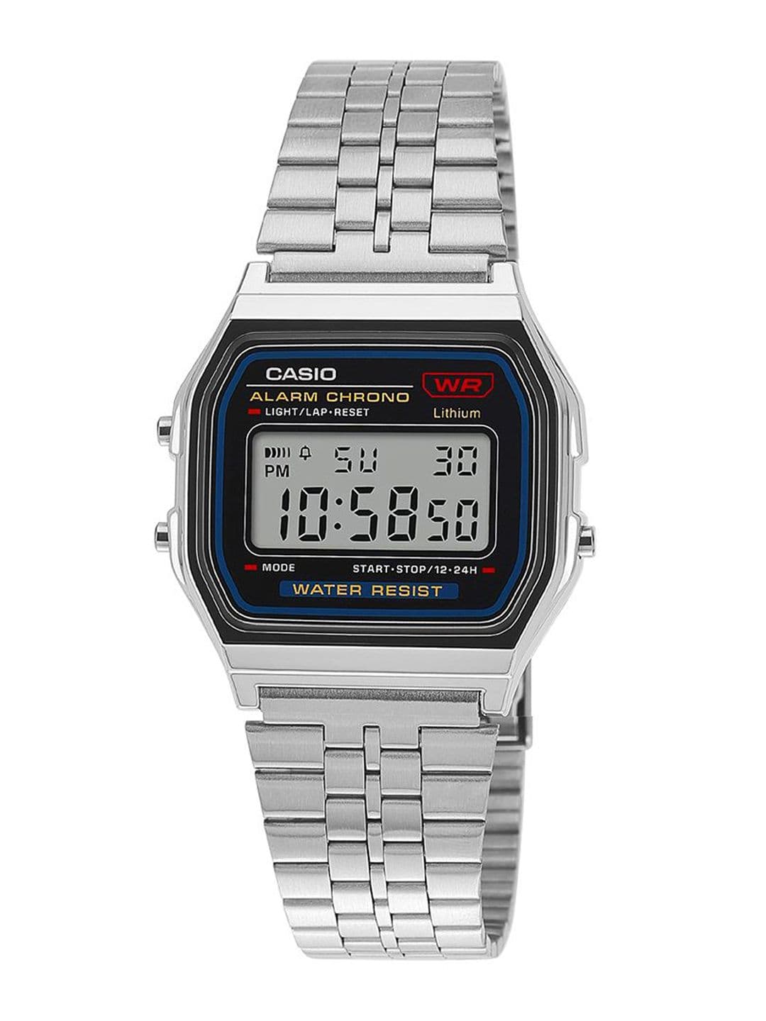 CASIO Vintage A159W-N1DF Black Digital Dial Silver Stainless Steel Band D339 1