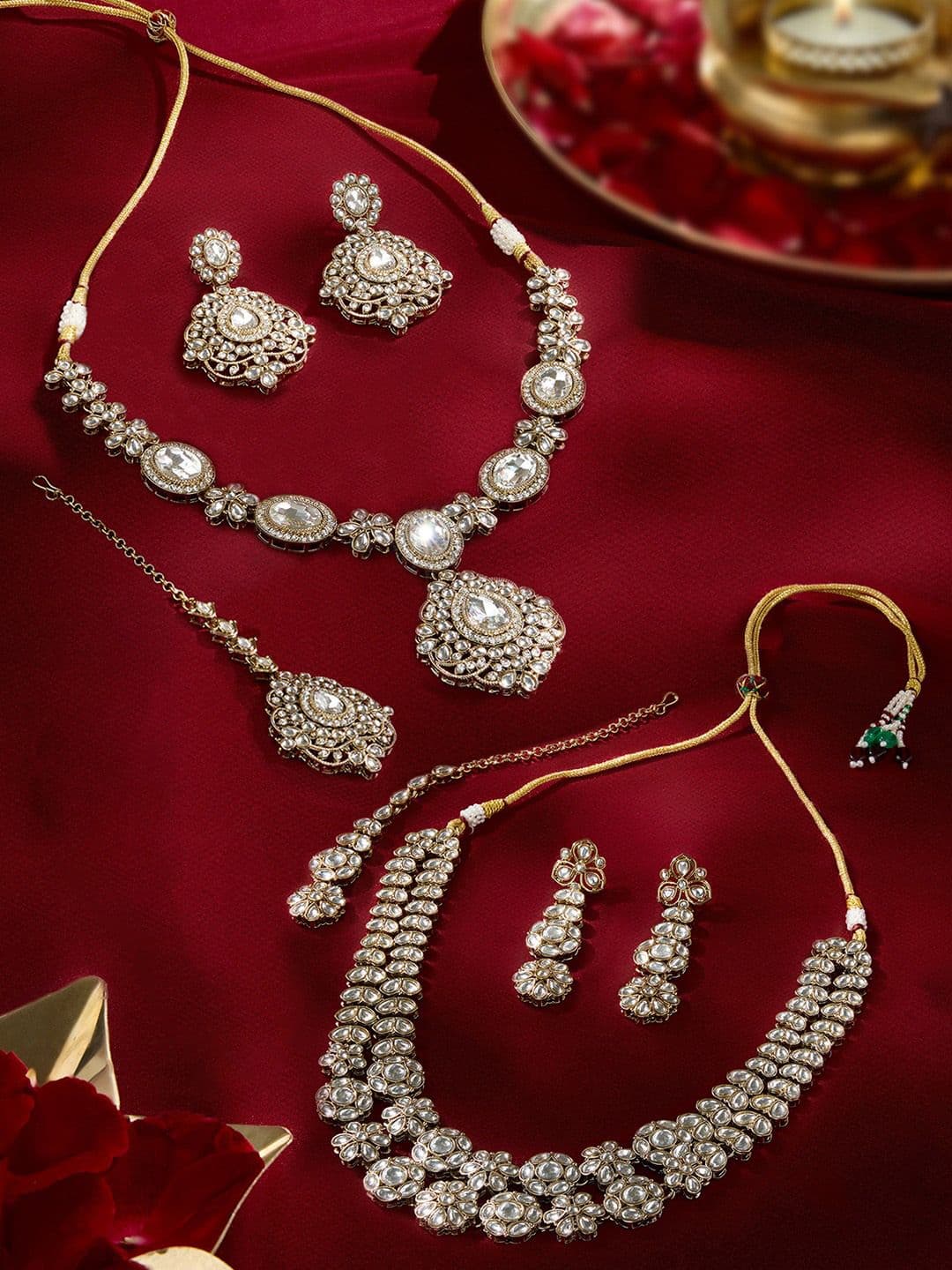 Zaveri Pearls Set Of 2 Gold-Plated Stone Studded Jewellery Sets 1